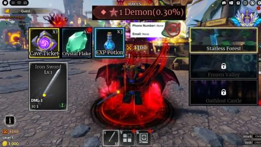 Rolling the Demon race (0.30%) in Iron Soul: Dungeon