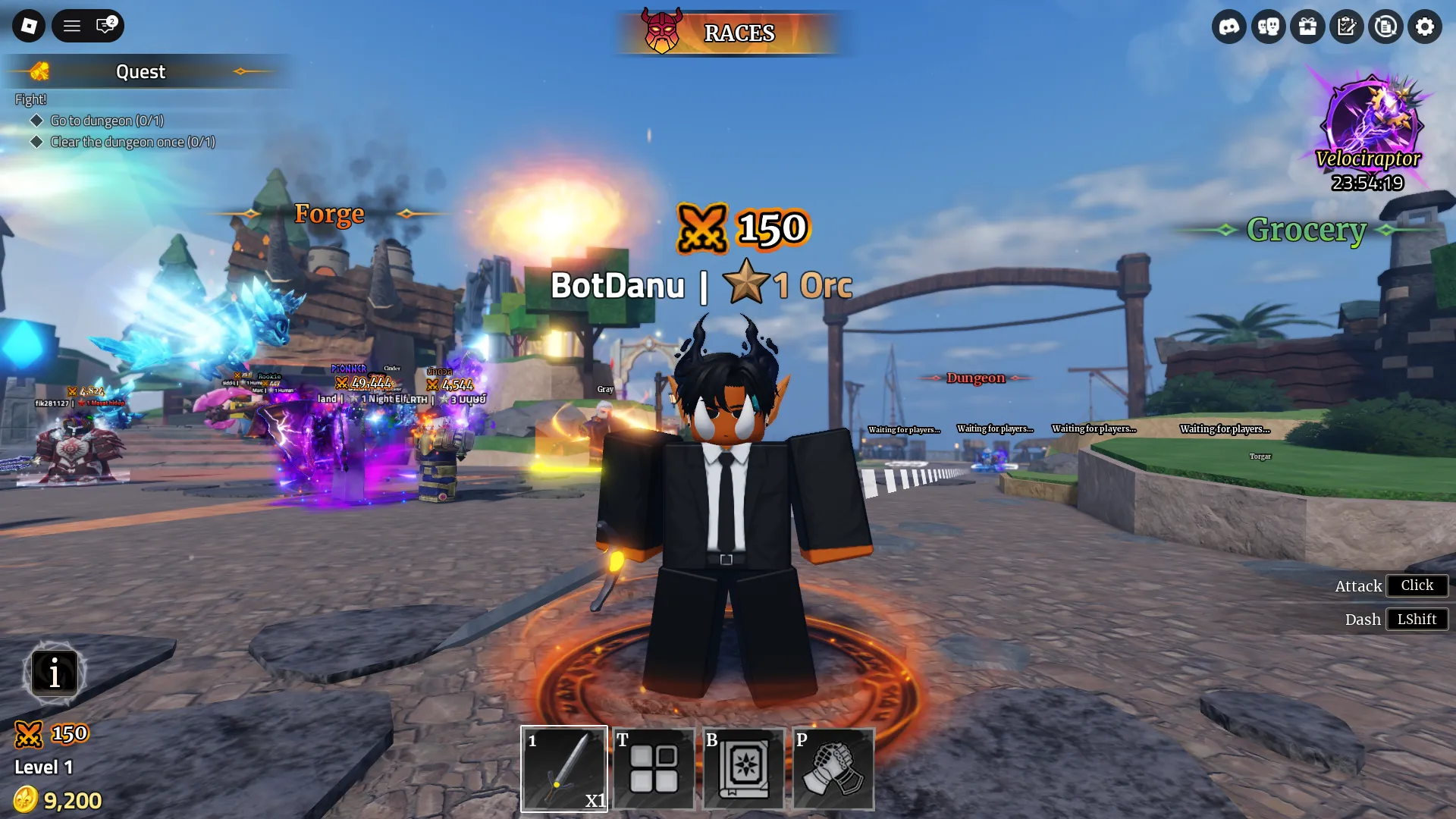 Iron Soul: Dungeon hub town with the Forge and Grocery buildings