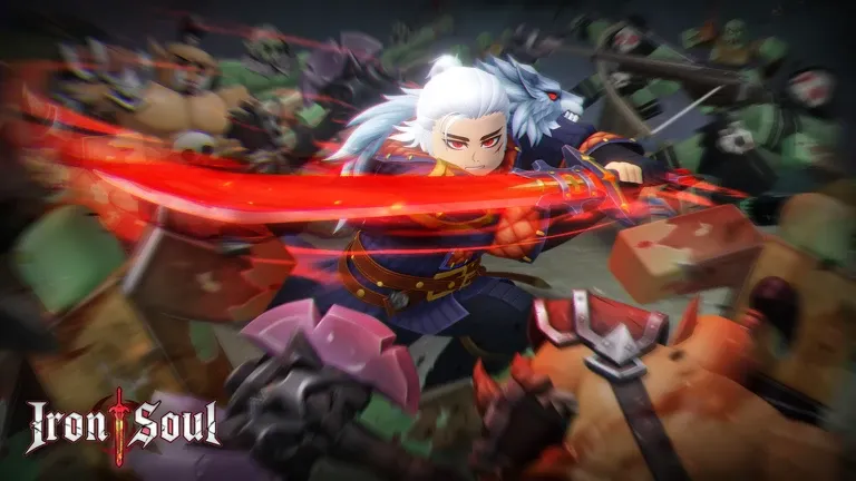 A warrior swinging a glowing greatsword in Iron Soul: Dungeon